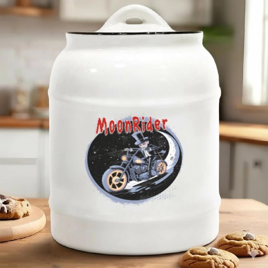 Moonrider Skeleton on Motorcycle Ceramic Cookie Jars