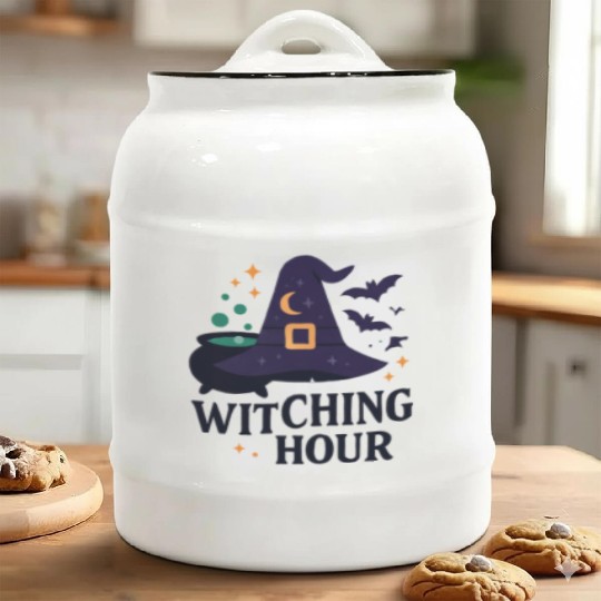 Witching Hour Night Scene Design Ceramic Cookie Jars