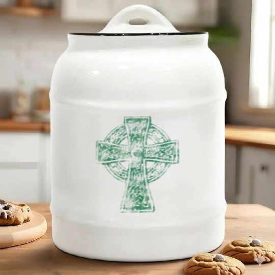 Classic Vintage Style Celtic Cross Crucifix Ceramic Cookie Jars
