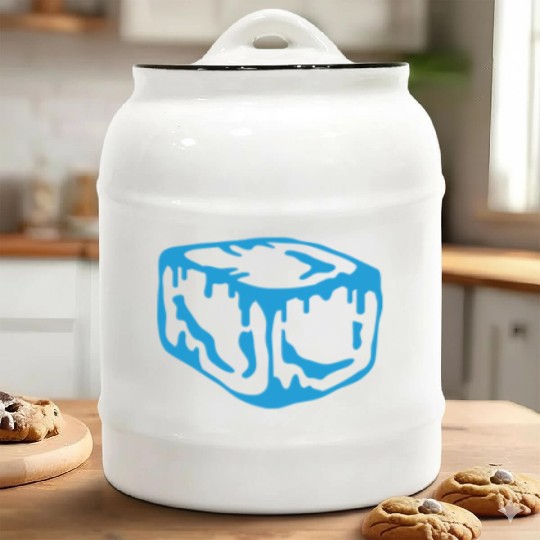Ice Cube Design Ceramic Cookie Jars