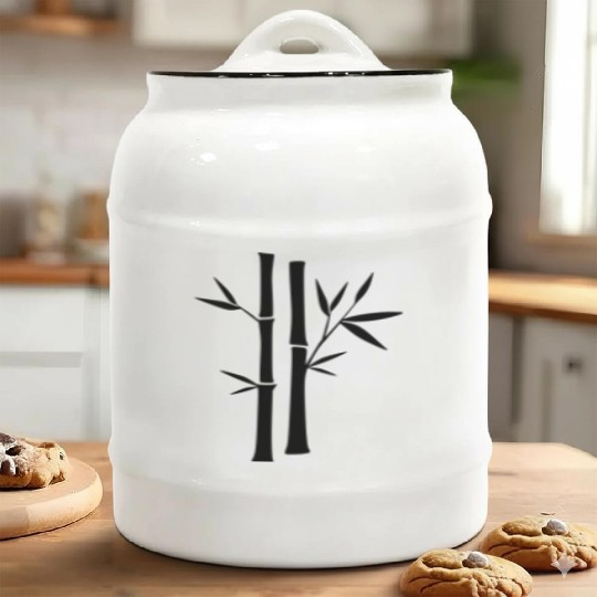 Bamboo Outline Vector Ceramic Cookie Jars