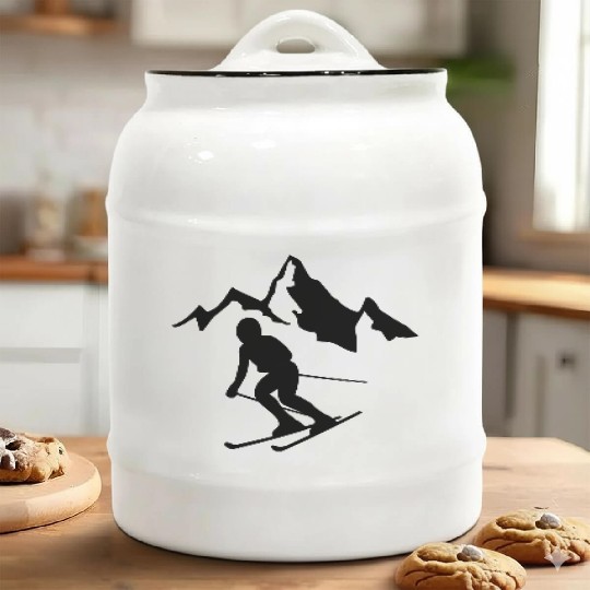 skiing Ceramic Cookie Jars