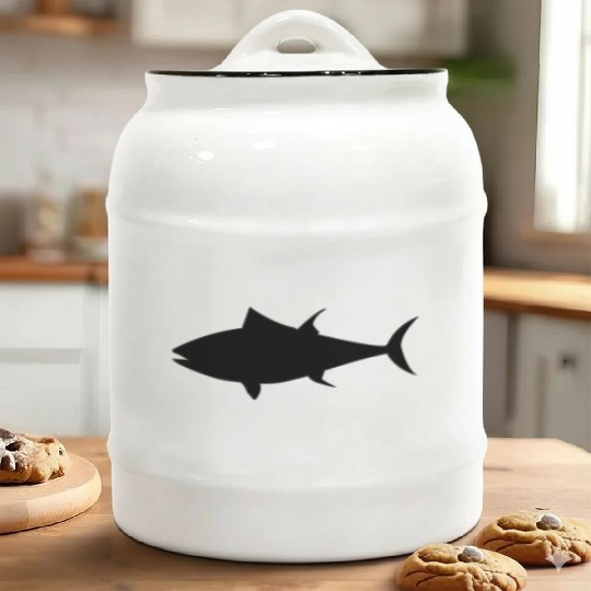 Tuna Fish Silhouette Ceramic Cookie Jars