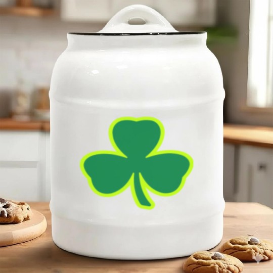 Three Leaf Clover Shamrock 2 color Ceramic Cookie Jars