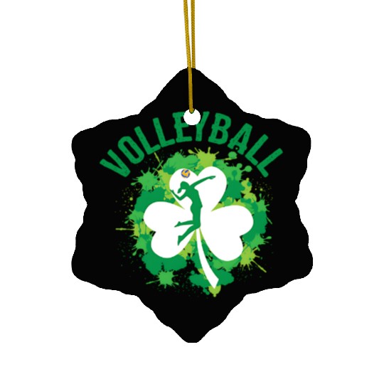 Volleyball Shamrock Irish Sports St Pattys Day Ceramic Ornaments