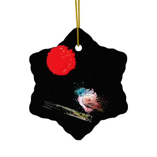 Murakami Birds Red Moon Japenese Ceramic Ornaments