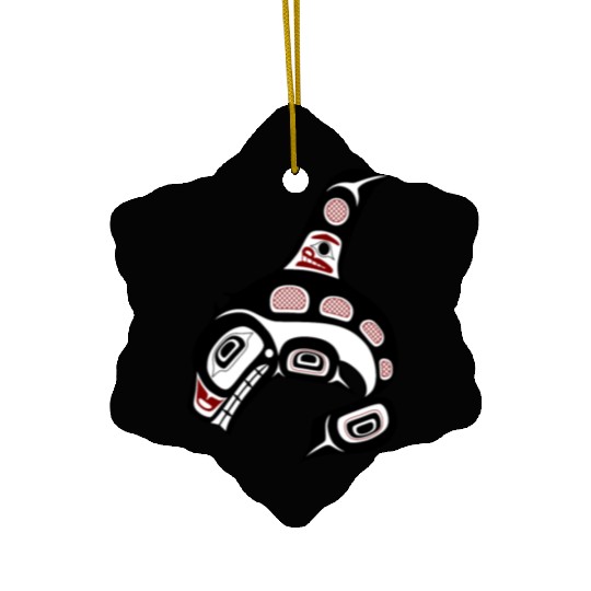Native American Red Black Haida Orca Killer Whale Ceramic Ornaments