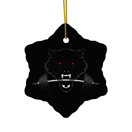 weight lifting wolf clear Ceramic Ornaments