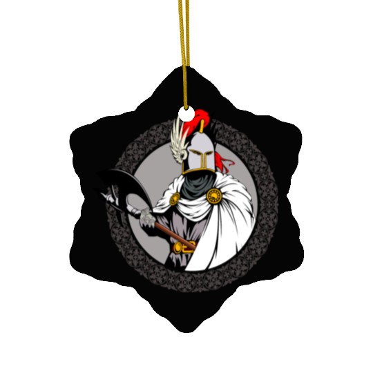 ancient warrior Sparta ax helmet raincoat pattern Ceramic Ornaments