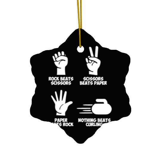 Curling Rock Paper Nothing Beats Ceramic Ornaments