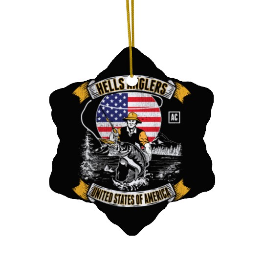 HELLS ANGLERS USA fishermen angler used look Ceramic Ornaments