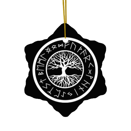 Viking - Yggdrasil Tree of Life with Norse Rune Ceramic Ornaments