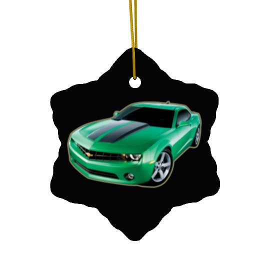 GREEN CHEVY CAMARO Ceramic Ornaments