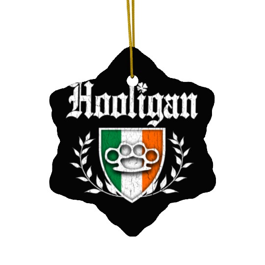 Irish Hooligan Crest vintage distressed look Ceramic Ornaments
