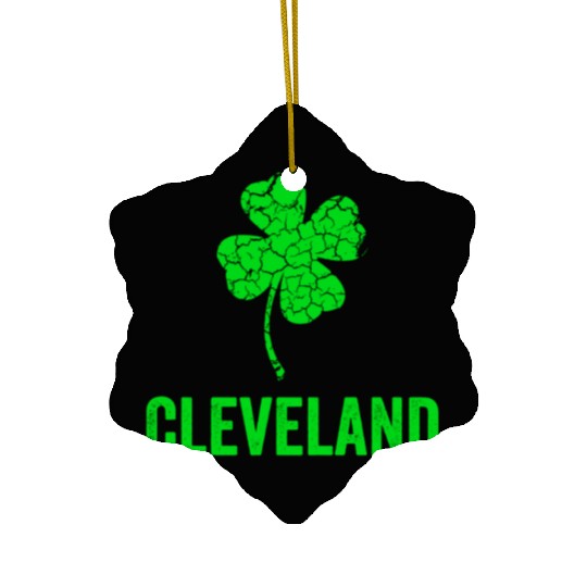 Cleveland Irish, St Patricks Day, Four Leaf Clover Ceramic Ornaments