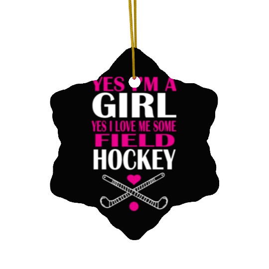 Field hockey girl Ceramic Ornaments