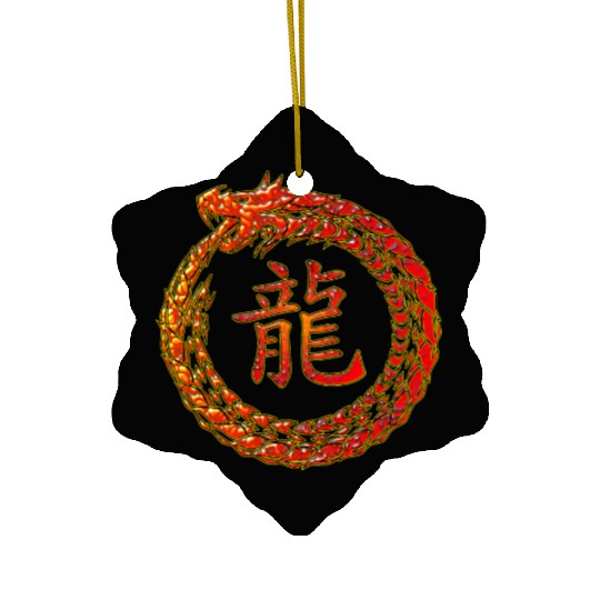 Fire Dragon In Circle with Chinese Dragon Symbol Ceramic Ornaments