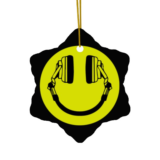 Headphone Smiley Acid House Cans MUSIC RAVE WEED D Ceramic Ornaments