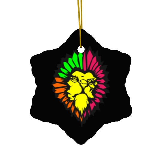 neon lion Ceramic Ornaments