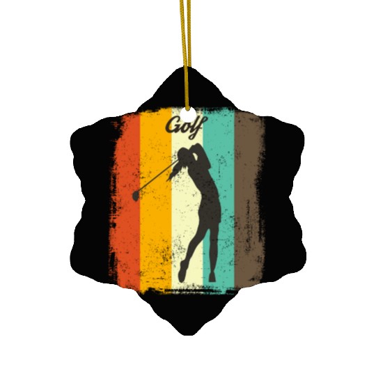 Golfing Retro 70s Vintage Golfer Women Gift Ceramic Ornaments