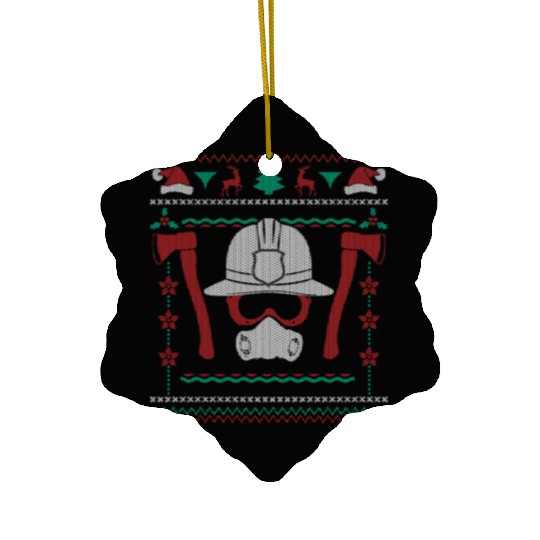 Ugly Christmas Firefighter Xmas Gift & Present Ceramic Ornaments