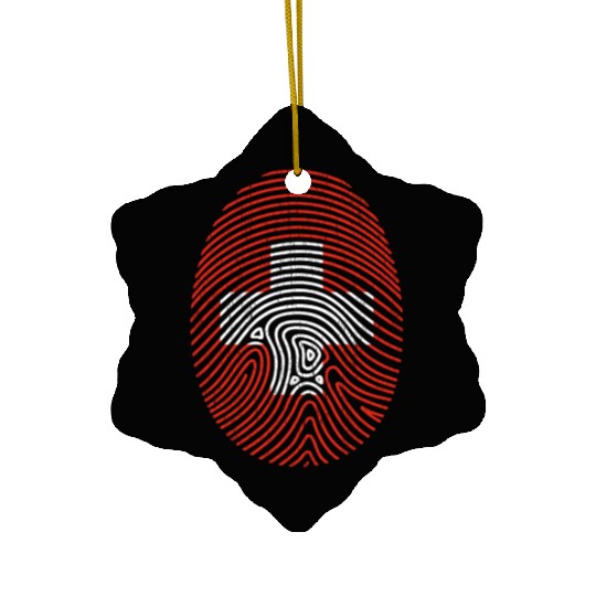 Swiss Fingerprint Gift Christmas Flag Cross Ceramic Ornaments