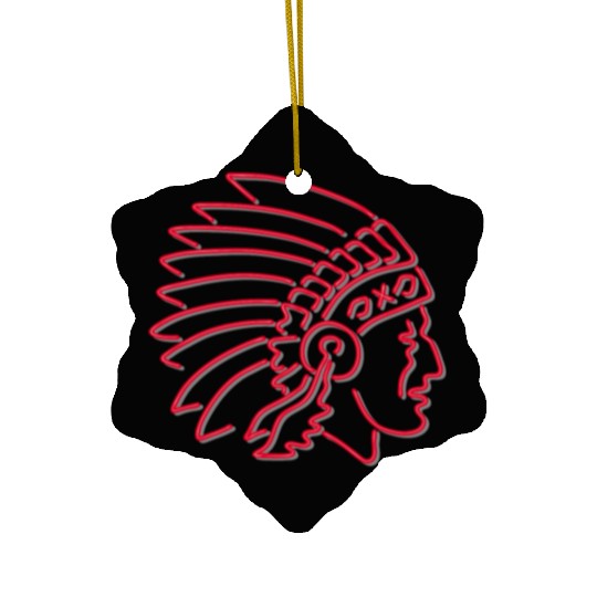 Native American Indian Chief Neon Sign Ceramic Ornaments