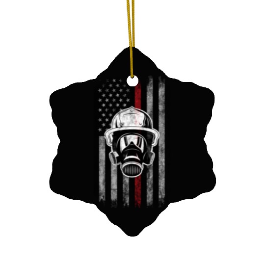 Firefighter mask American Flag Thin Red Line Ceramic Ornaments