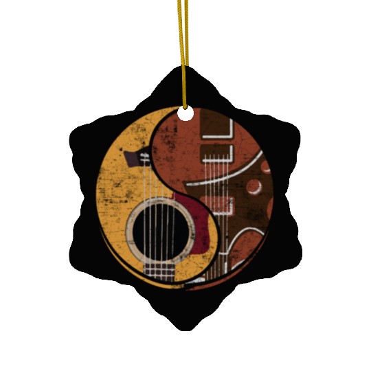 Guitar Ying Yang Music Guitar Player Gift Ceramic Ornaments