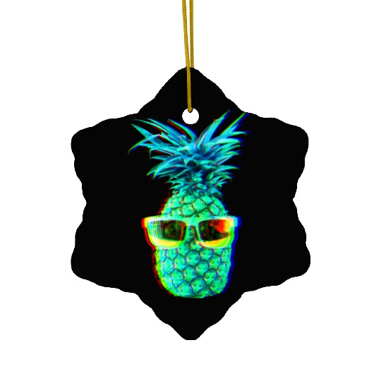 EDM Pineapple EDM Trippy Neon Rave Ceramic Ornaments