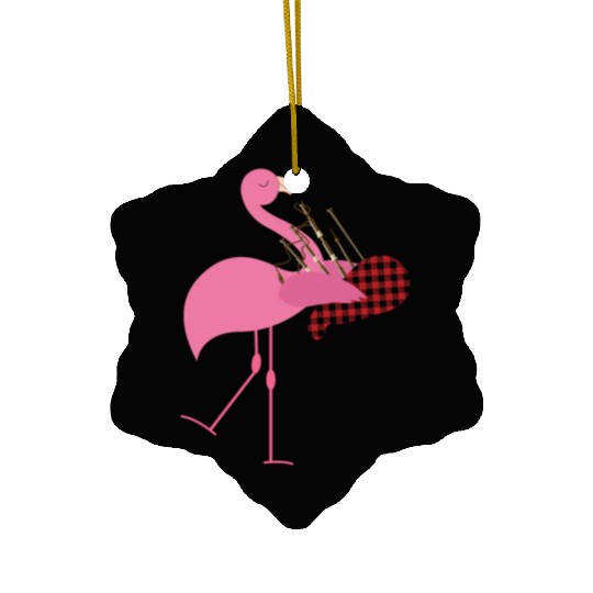 Cute Pink Flamingo Playing Bagpipes Musician Gift Ceramic Ornaments