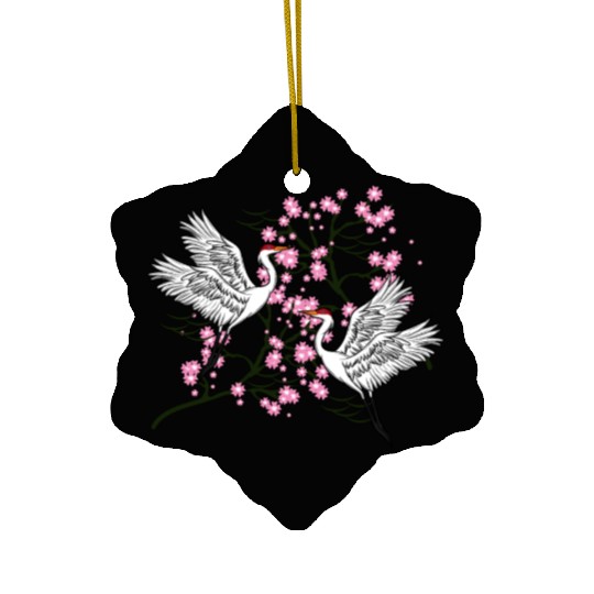 Crane Cherry Blossom Japanese traditional gift Ceramic Ornaments