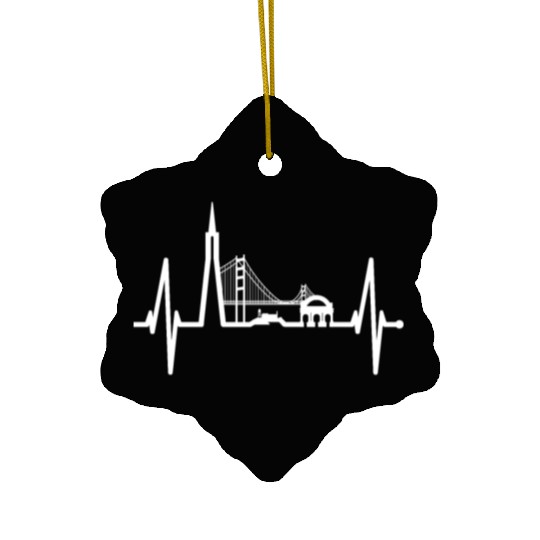 San Francisco Heartbeat Skyline California Lover Ceramic Ornaments