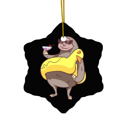 Summer Sloth Ceramic Ornaments