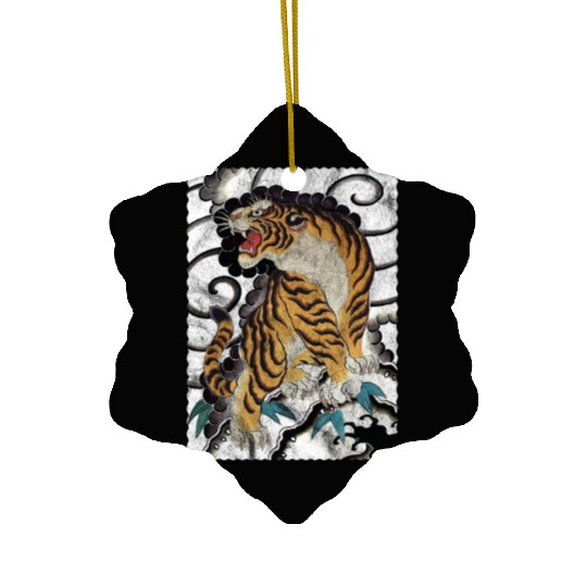 Tattoo Style Japanese Tiger Traditional Ceramic Ornaments