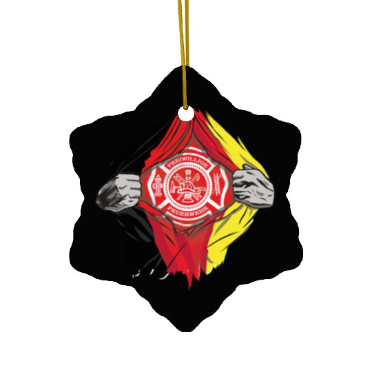 German Volunteer Fire Brigade Firefighter Ceramic Ornaments