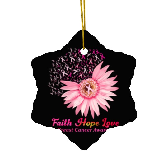 Faith Hope Love Breast Cancer Awareness Flower Pin Ceramic Ornaments