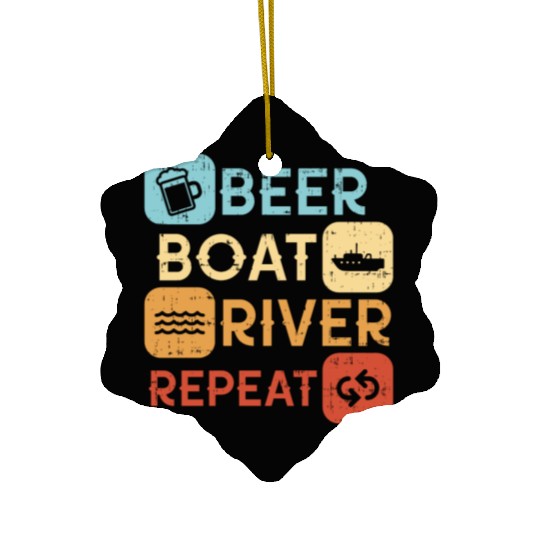 Beer Boat River Repeat Ceramic Ornaments