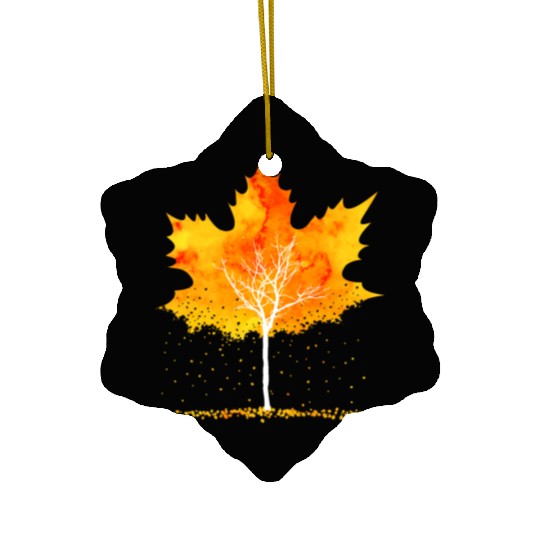 Maple Leaf Autumn Orange Fall Leaves Ceramic Ornaments