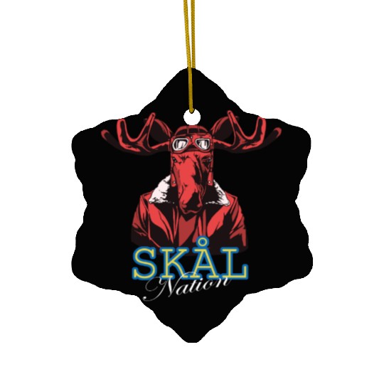 Skål Nation Sweden Moose Horns Swedish Colors Ceramic Ornaments