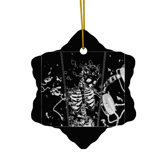 Heavy Metal Skelly (White) Ceramic Ornaments