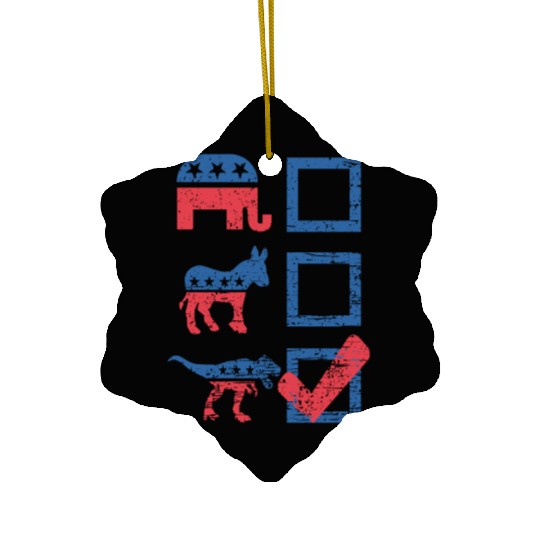 Election Ballot USA Flag Elephant Donkey Dino Gift Ceramic Ornaments