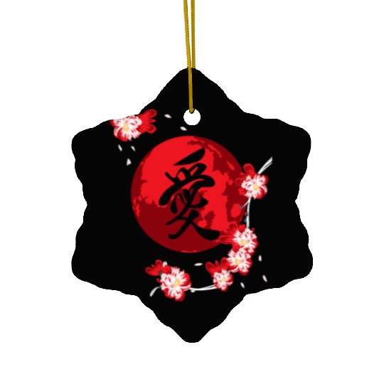 Cherry Blossom Flower Japanese Kanji Vintage Ceramic Ornaments