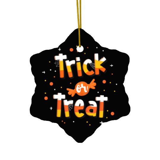 Trick Or treat Candy Yellow and Orange Cute Ceramic Ornaments