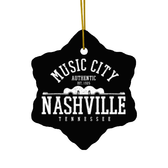 Nashville Country Music City Guitar Ceramic Ornaments