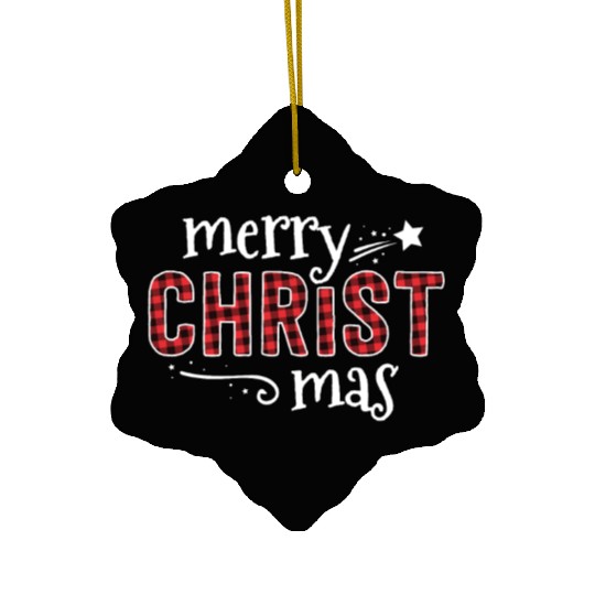 Buffalo Plaid Merry Christ Mas Ceramic Ornaments Christmas