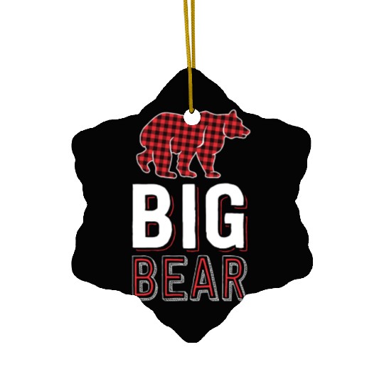 Big Bear Kids Red Buffalo Plaid Matching Family Ceramic Ornaments