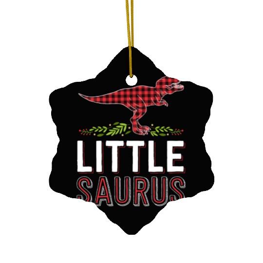 Little Saurus T Rex Kid Red Plaid Matching Family Ceramic Ornaments