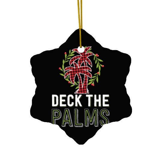 Deck The Palms Tropical Hawaiian Buffalo Plaid Ceramic Ornaments