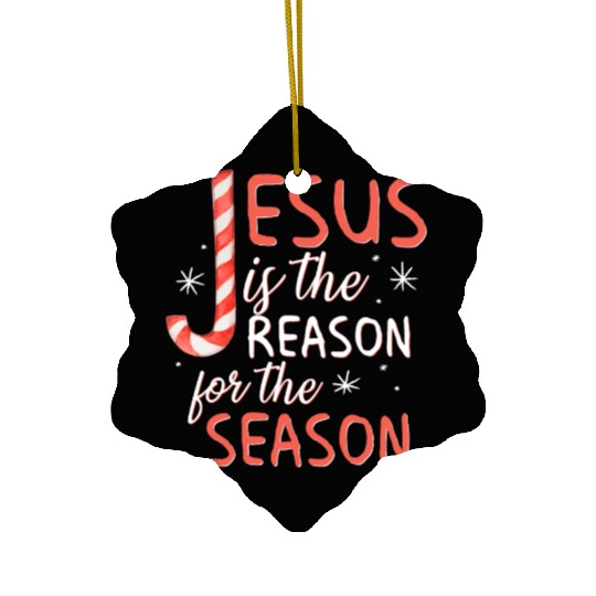 Jesus Is The Reason For The Season Candy Cane Chr Ceramic Ornaments